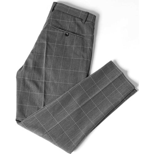 Plaid pants men Summer New Fashion Korean Style Suit Pants Men Slim Fit Casual Business Pants Male Breathable Trousers Pant