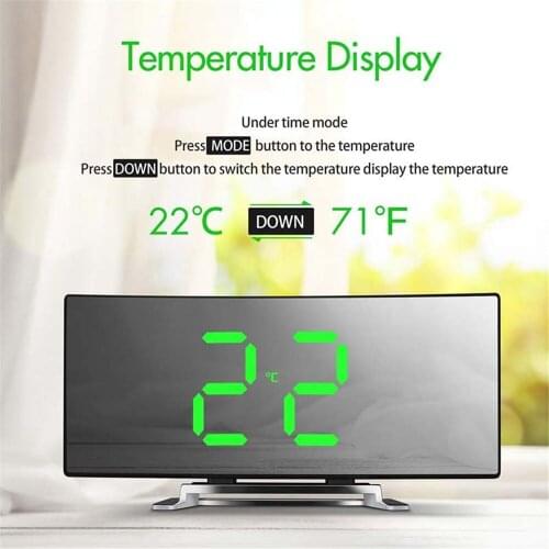 Digital Alarm Clock 7 Inch Curved Dimmable LED Sn Electronic Digital desktop Clock for Kids Bedroom Large Number Table Clock