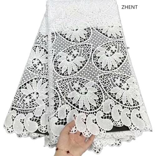 French White Guipure Lace Fabric 2021 High Quality Nigerian Cord Lace Fabrics Sewing African Lace Fabric For Wedding Dres JY-125