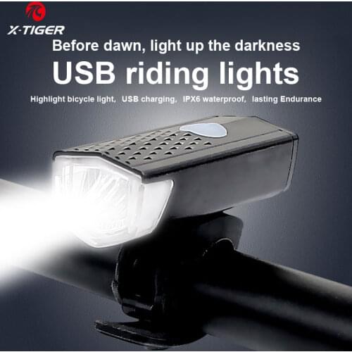 X-TIGER Bike Light MTB Bike Front Lamp 300 Lumens IPX6 Waterproof Bicycle Light 1200 mAh USB Rechargeable LED Bike Flashlight