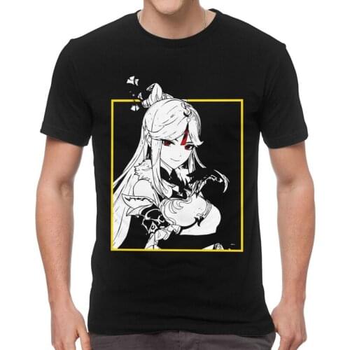 Ningguang Genshin Impact Tshirt Men Novelty Tee Tops 100% Cotton T Shirt Short Sleeve Japan Anime Game T-shirts Gift Idea Merch