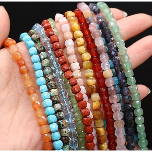 Natural Semi-Precious Stones With Irregular Faceted Square Agate Iolite Spacer Loose Beads for Jewelry Making DIY Bracelet 5mm