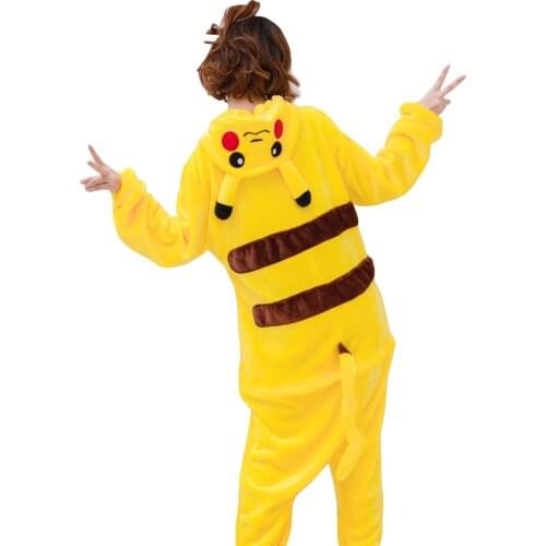 Halloween Homecoming Costume Unisex Adult Onesie Flannel Animal Anime Zipper Yellow Cartoon Cosplay Costume
