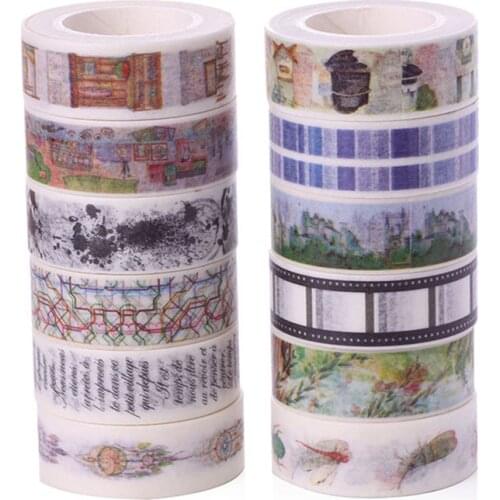 15MM×10M colourful washi tapes color Dividing Stickers border masking adhesive paper washi tape DIY Scrapbooking Hand account