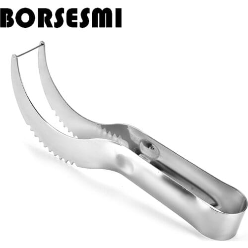 Creative stainless steel watermelon cutter with clip Hami melon papaya slicer knife fruit splitter tools kitchen gadgets