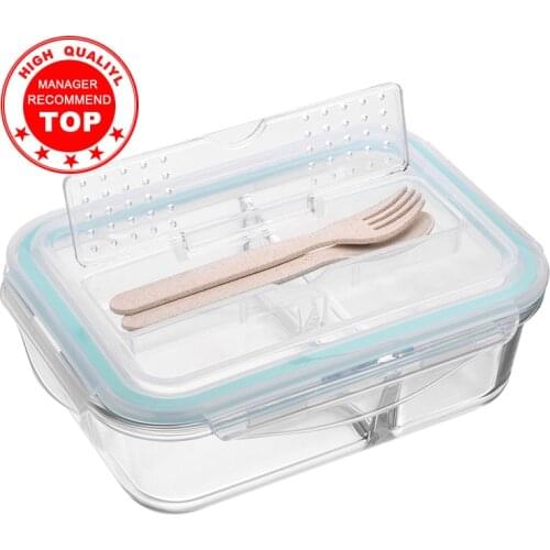 Korean style Lunch Box Glass Microwave Bento Box Food Storage Box school food containers with compartments for kids