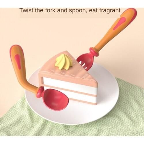 Baby Twisting Spoon Baby Feeding Supplies Childrens Practice Spoon Fork Complementary Food Tableware With Storage Box