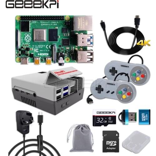 New Arrival Raspberry Pi 4 Model B 8 GB Version RAM Quad Core Cortex-A72 (ARM v8) 64-Bit SoC @ 1.5GHz Nes4pi Case and 32G Card
