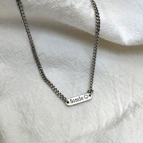 Minimalist 925 Sterling Silver Clavicle Chain Fashion Smile Letter Necklace Ladies Elegant Birthday Party Jewelry Gift