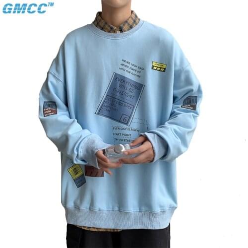 Mens Round Neck Hoodies Blue Sweatshirt For Mens Black Loose Hip Hop Punk Pullover Streetwear Oversize 5XL top