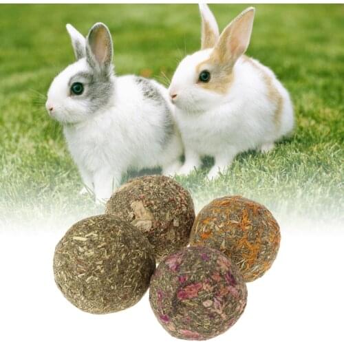 2pcs Pet Teeth Grinding Ball Natural Grass Toys For Guniea Pig Rabbit Chinchilla
