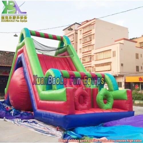 Outdoor Inflatable Extreme Rush Obstacle Course With Slide Jump For Party Rental Use