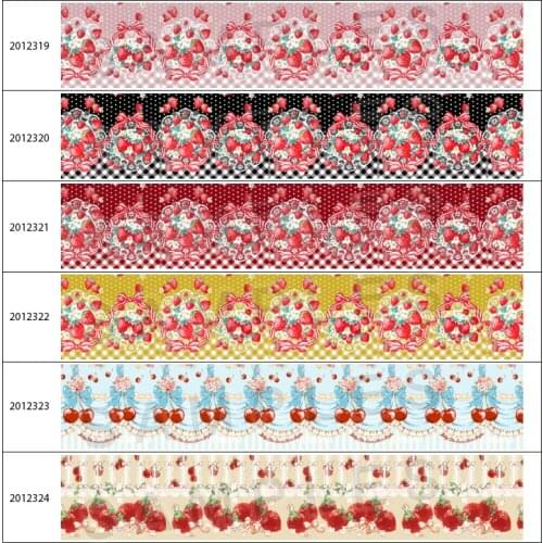 New Pastel Goth Lolita Print Strawberry 10yds Printed Grosgrain Ribbon