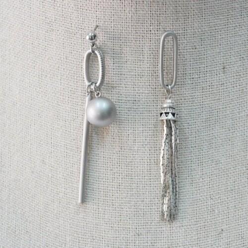 New! 2016 high qulity 10mm gray steel pearl earrings