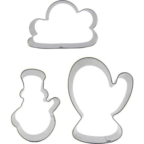 Cloud, Snowman, Cotton Gloves shaped 3 piece biscuit cutting molds, baking tools, cake decorating soft candy tools