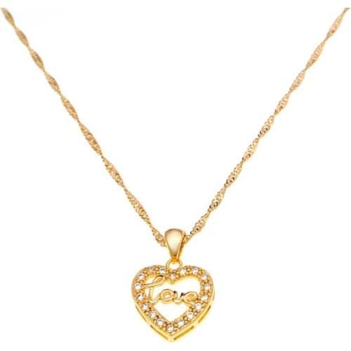 Love Letter Necklace Gold Heart Pendant Neckless Women Valentines Gift Engagement Jewelry Kalpli Kolye Ciondoli Kettingen N0514