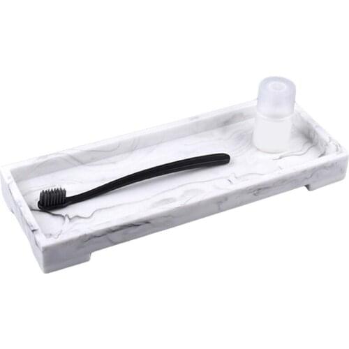 Bathroom Tray, Marble Pattern Sink Tray,Resin Vanity Tray for Vanity Essentials Soap Towel Toothbrush Toothpaste or Other Toilet