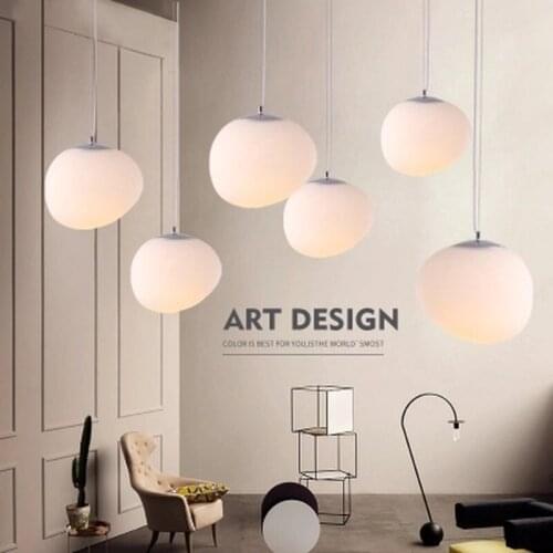 Nordic Pendant Lights White Globe Pendant Lamp Glass Lamp Shade For Living Room Light Kitchen Fixture luminaria Hanging Lamp