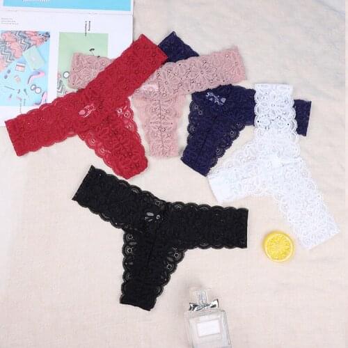 Sexy Lace Panties Soft Breathable Briefs Women Breathable Underwear Ladies Transparent Tempting Low-Rise Lingerie T-Back