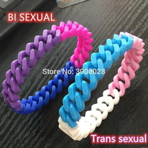 100pcs Trans sexual Bisexual gay lesbian rainbow colorful silicone wristband bracelet free shipping