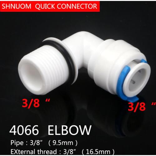 3/8" External thread to 3/8" Tube pipe Connection With Sealing Ring 4066 Elbow diameter 16MM Quick connection filter RO Water