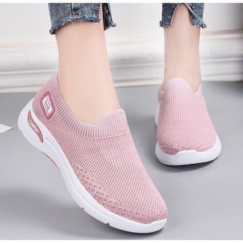 Womens Flats Shoes 2021 New Women Socks Casual Walking Loafers Breathable Mesh Fashion Sneakers Woman Vulcanized Shoes TFS013
