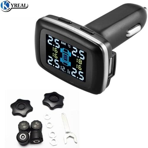 Smart TPMS Professional Wireless 12V Real Time Digital Tire Pressure Monitoring System Pressure Alarm Car Charger
