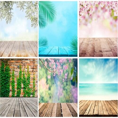 Spring Forest Wooden Floor Photography Backgrounds Sky Sea Scenery Baby Portrait Photo Backdrops Studio 21415 FGM-02