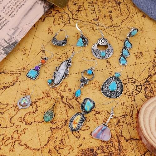 Vintage Series Earrings Plated Boho Retro Ear Hook Dangle Drop Bohemia Earrings Proposal Party Wedding Jewelry Gift Wholesale