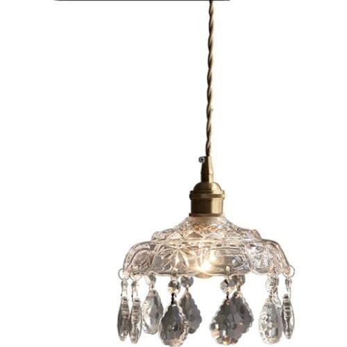 Vintage Loft Decor LED Pendant Lamp Brass Glass Crystal Hanging Light Dining Room Indoor Lighting Antique Droplight Luminaire