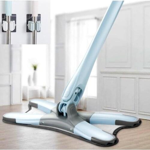 X-type Microfiber Floor Mop with Replace Mop Cloth Mop Holder Hand-free Wash Flat Mop Manual Extrusion Household Cleaning Tools