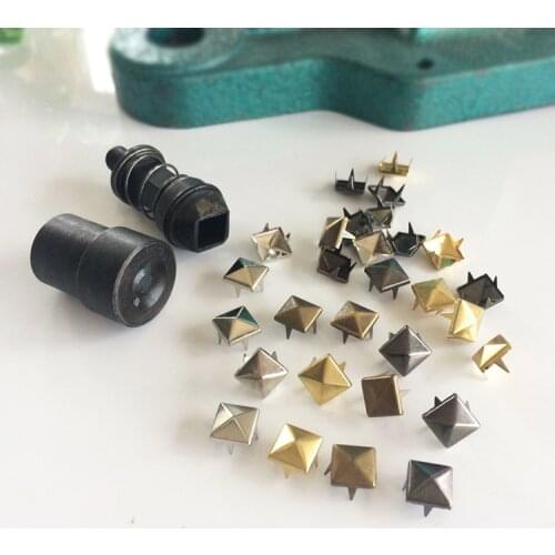 Metal Brass Material Pyramid Punk Spike Rivet Studs with pointed Prongs Dies Mold Tool for Leather Craft DIY Bags Clothes Belts