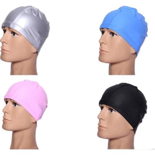 PU material swimming cap silicone hat waterproof elastic free size swimming cap for men and women 5 colors super light B43001