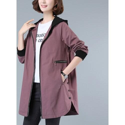 2021 New Autumn Women Jacket Casual Basic Coat Pocket Zipper Oversize Jacket Long Sleeve Female Windbreaker Loose Hooded Outwear