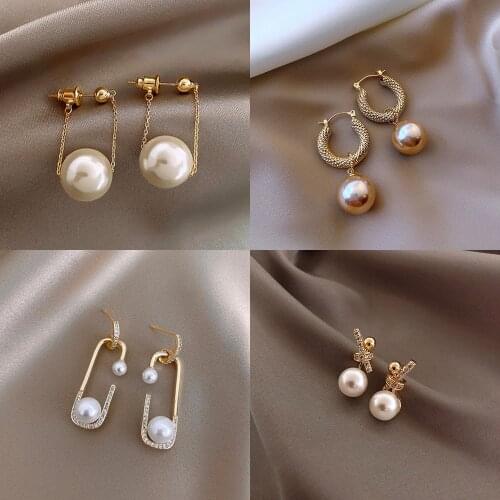 Elegant Pearl Earrings For Women Girls Trendy Korean Fashion Heart Pearl Dangle Earring Wedding Party Fashion Jewelry Gifts