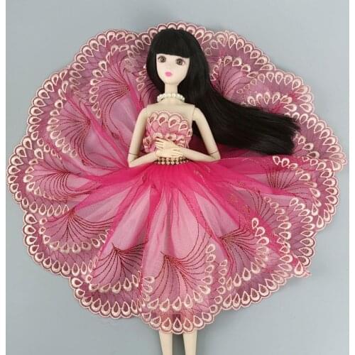 Hot Pink Feather Ballet Dress For Barbie Doll Outfits Doll Accessories Cute Dancing Costume 3-layer Skirt Clothes 1/6 Toy