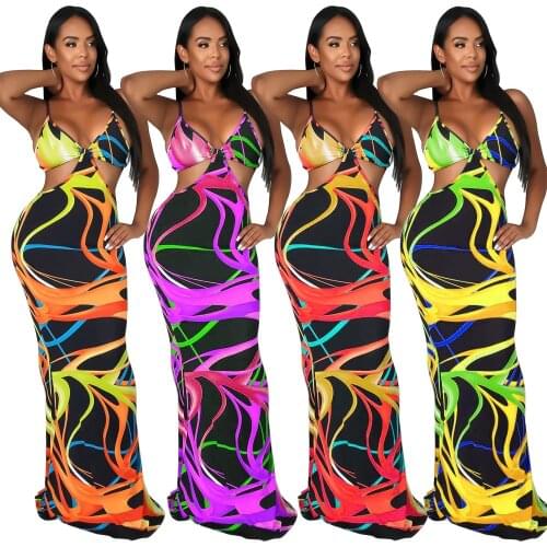 Sexy Bra Strapless Long Dress Party Wear Women Spaghetti Strap Sundresses Summer Maxi Long Dresses Cut out Backless Dress 2021