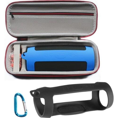 2 in 1 Hard EVA Zipper Carry Storage Box + Soft Silicone Case for JBL Charge 4 Bluetooth Speaker Cover for JBL Charge4 Column