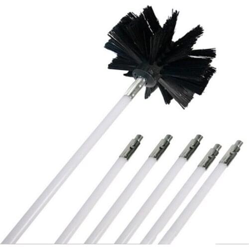 1set Nylon Brush With 6pcs Long Handle Flexible Pipe Rods For Chimney Kettle House Cleaner Cleaning Tool Kit 2019