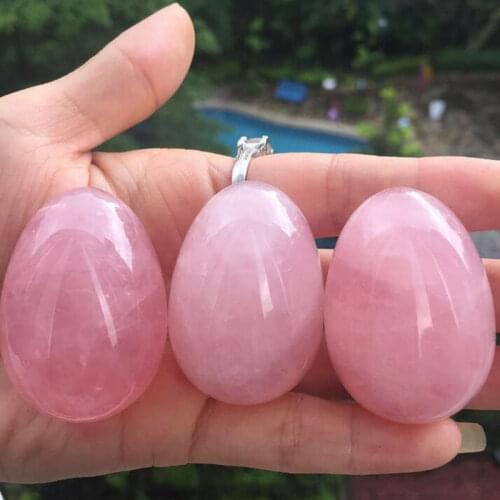 1pcs Natural Pink Rose Quartz Egg-shaped Crystal Healing Ball Sphere Gemstone