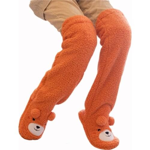 1pcs 60cm Cartoon Bear Walkable Cover Foot Leg Plush Boots Warm Joints Plush Gift for Women/the Aged People Free Size 35-42