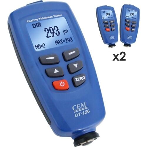2 pieces x Digital DT-156 Paint Coating Thickness Gauge Meter Tester 0~1250um + Auto F & NF Probe + USB Cable + CD software