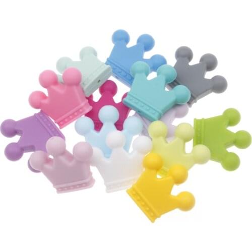 25pcs Crown Silicone Baby Teether Beads Bpa Free Newborn Personalized Pacifier Chain Diy Silicone Necklace Silicon Beads Crown