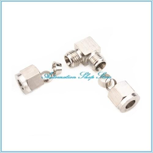 3 4 6 8 10 12mm Pipe OD Double Ferrule Tube Fittings 90 degree Elbow 304 SS Stainless Steel Pipe Connector
