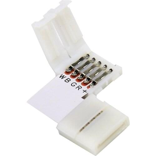 5 Pieces Pack L T X Shape RGBW LED Strip Light 5 Pin Solderless Connector Mounting Bracket Clip for 10mm 5050 rgbw led strip