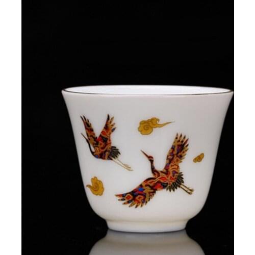 60ml Chinese Kung Fu Cup Ceramic Phnom Penh Tea Cup Handmade Lamb Fat Jade Porcelain Single Cup