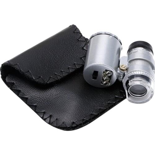 60x Mini Pocket LED UV Jewellers Loupe Microscope Glass Jewellery Magnifier Drop Shipping