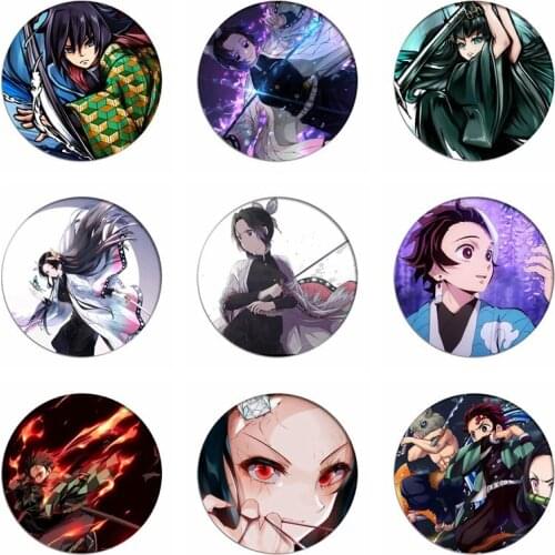 Anime Demon Slayer Kamado Tanjirou Cosplay Backpack Badges Brooch Pins Kimetsu no Yaiba Collection Toys Breastpin for Bags Decor