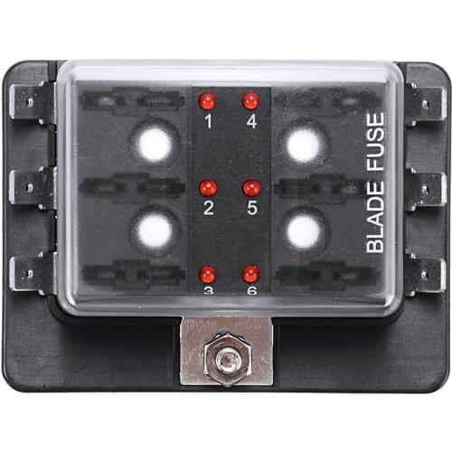Automotive 12V 24V 6-Way LED Blade Holder Fuse Box Block Case with Negative Universal For Car Boat Truck