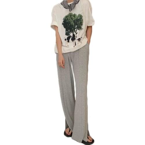 Loose Split Wide-leg Pants Female Summer Thin Drape High Waist Trousers Casual Wild Long Pants Women NS2701